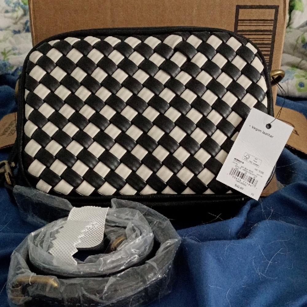 Sonoma Black and White Woven Crossbody Bag